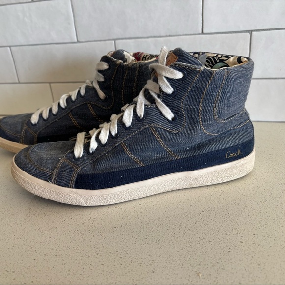 Coach Ellis Denim Poppy High Top Women Sneakers Shoes Size 7 B - Picture 3 of 11